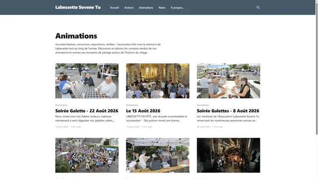 Labessette Sovène Tu — site vitrine et infrastructure pour une association patrimoniale